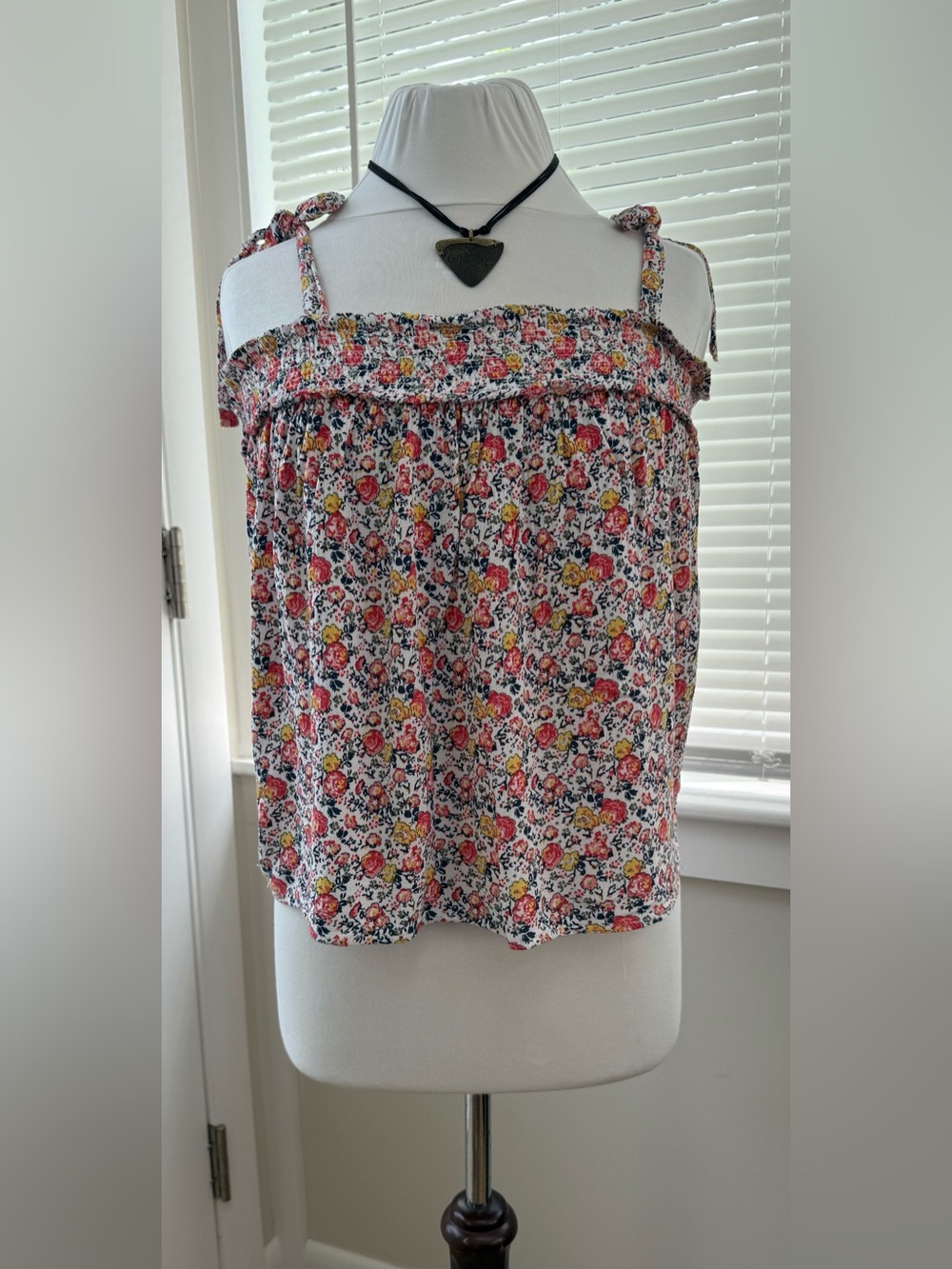 Floral Smocked Tube Top with Tie Straps